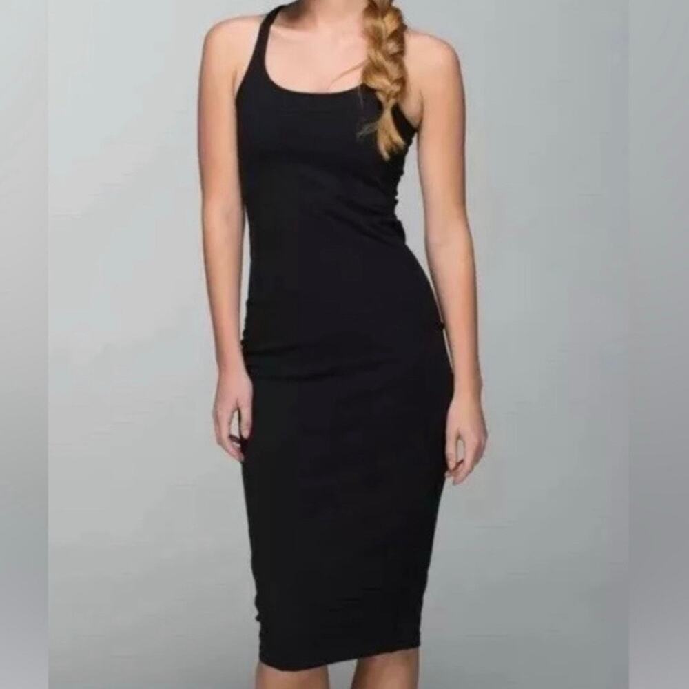 LULULEMON ATHLETICA | Refresher Racer Dress Solid Black Bodycon Stretch Tank | 6